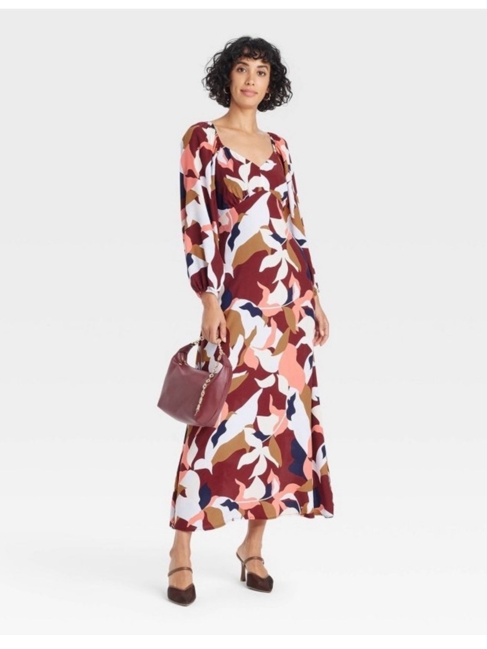 A New Day Long Sleeve Crepe Maxi A-Line Dress
